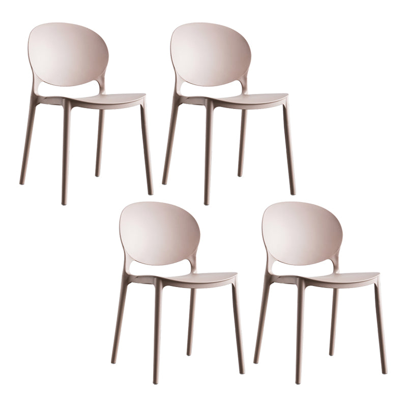European Glam Style Plastic Chair Kitchen Dining Room Open Back Side Chairs