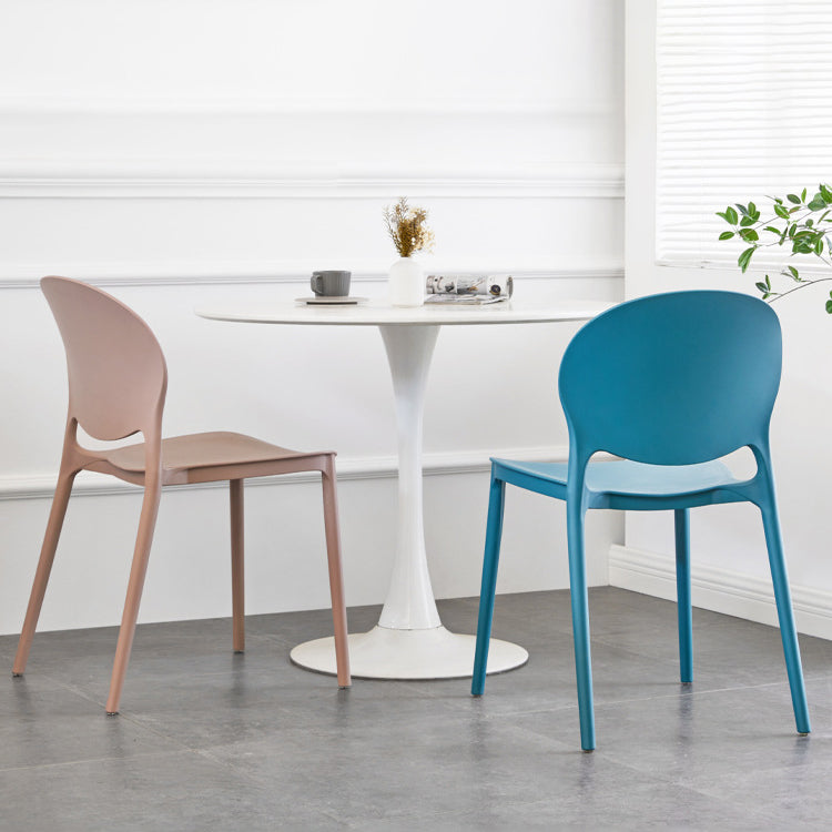 European Glam Style Plastic Chair Kitchen Dining Room Open Back Side Chairs