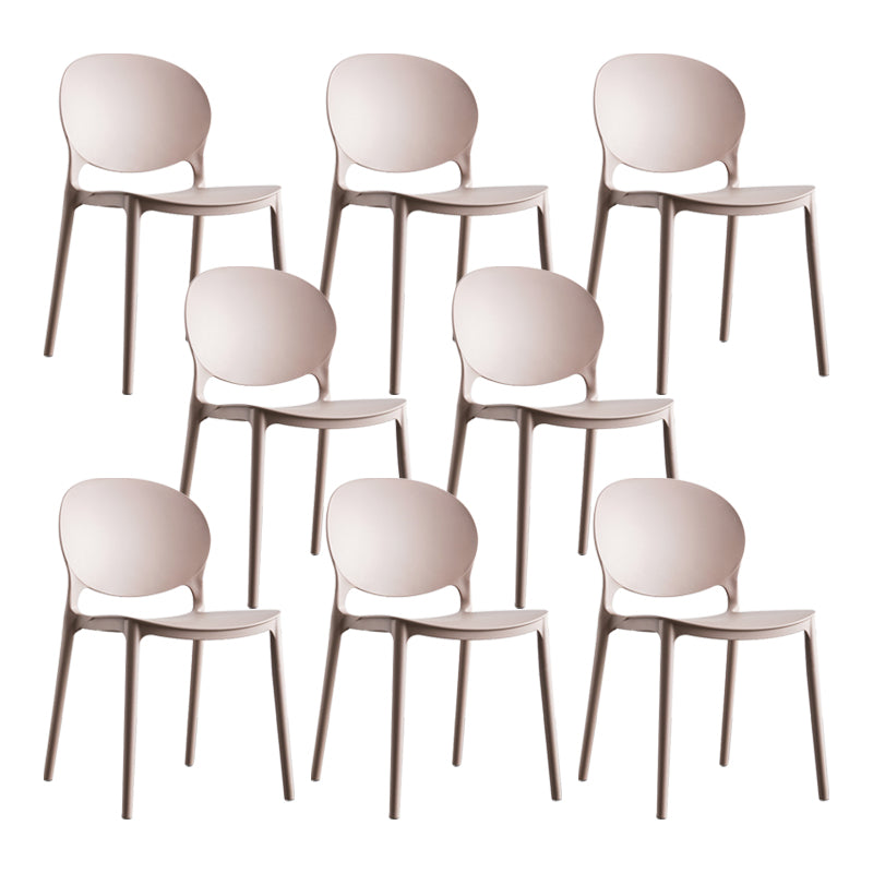 European Glam Style Plastic Chair Kitchen Dining Room Open Back Side Chairs
