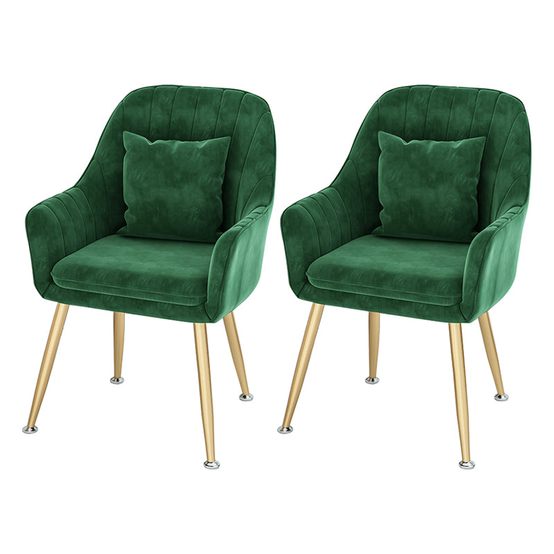 Sillas de comedor de metal de estilo escandinavo, silla de cojín para cafetería con brazo