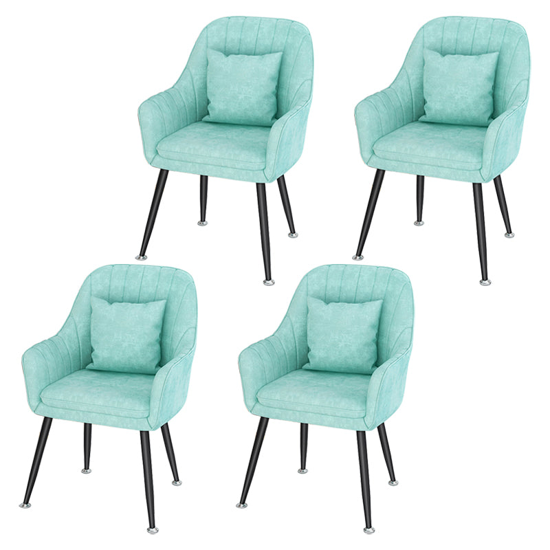 Sillas de comedor de metal de estilo escandinavo, silla de cojín para cafetería con brazo