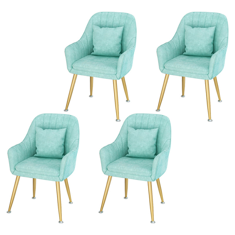 Sillas de comedor de metal de estilo escandinavo, silla de cojín para cafetería con brazo