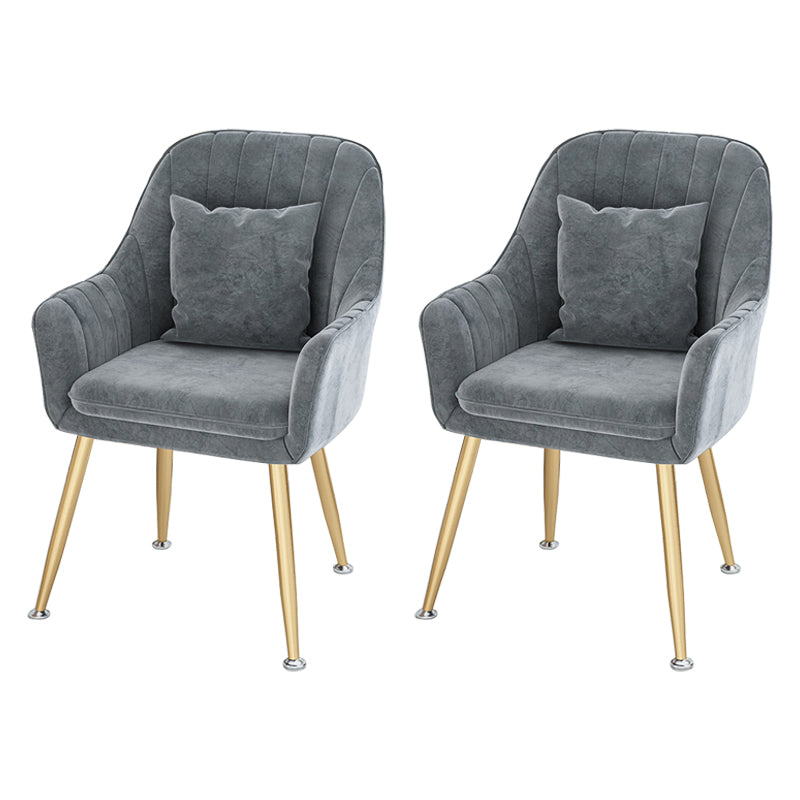 Sillas de comedor de metal de estilo escandinavo, silla de cojín para cafetería con brazo