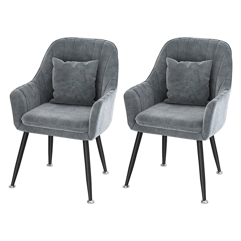Sillas de comedor de metal de estilo escandinavo, silla de cojín para cafetería con brazo