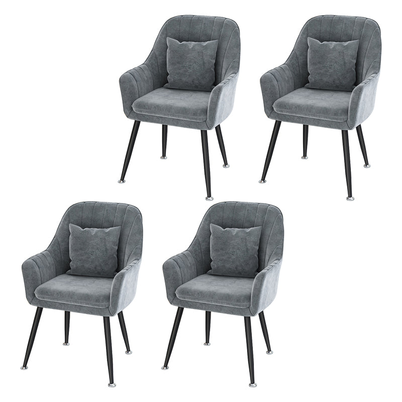 Sillas de comedor de metal de estilo escandinavo, silla de cojín para cafetería con brazo
