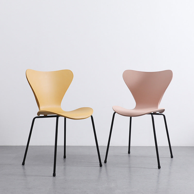 Contemporary Style Metal Chairs Kitchen Dining Solid Back Sides Chair Set