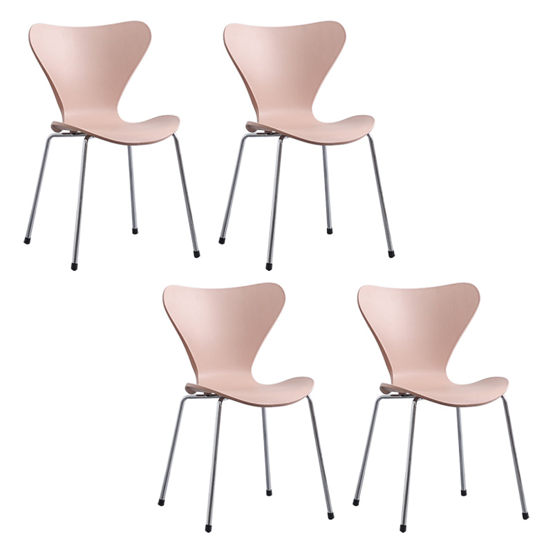 Contemporary Style Metal Chairs Kitchen Dining Solid Back Sides Chair Set