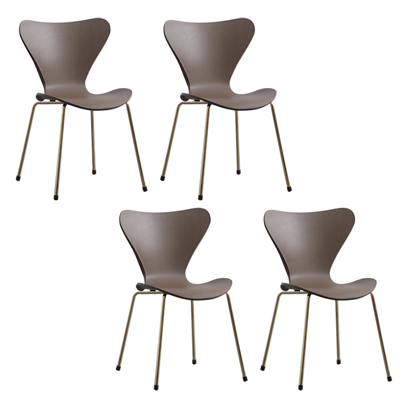 Contemporary Style Metal Chairs Kitchen Dining Solid Back Sides Chair Set