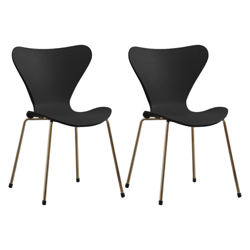 Contemporary Style Metal Chairs Kitchen Dining Solid Back Sides Chair Set