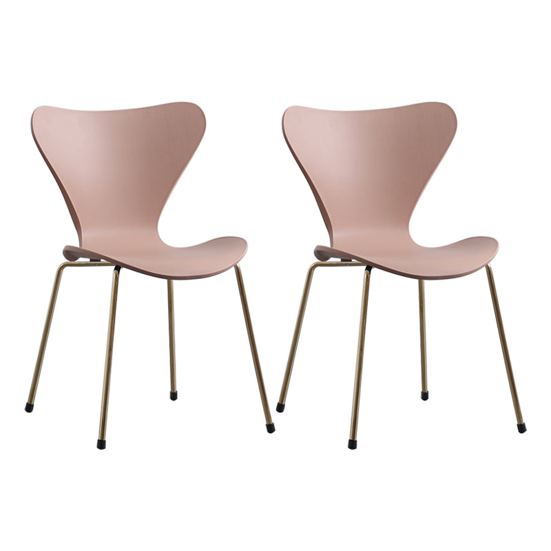 Contemporary Style Metal Chairs Kitchen Dining Solid Back Sides Chair Set