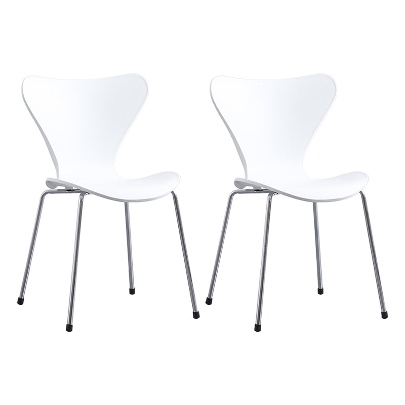 Contemporary Style Metal Chairs Kitchen Dining Solid Back Sides Chair Set