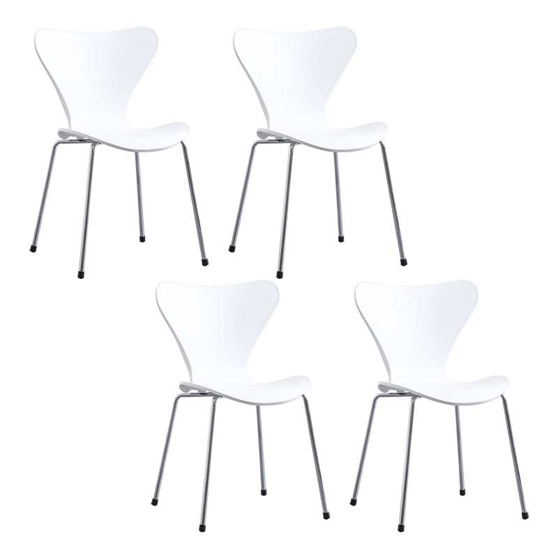 Contemporary Style Metal Chairs Kitchen Dining Solid Back Sides Chair Set