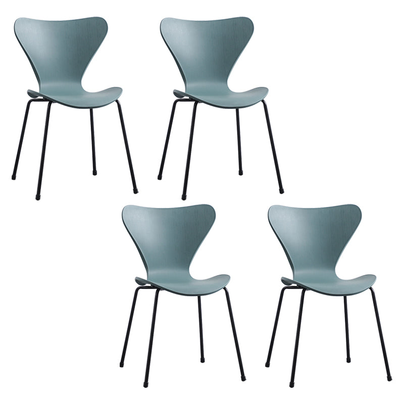 Contemporary Style Metal Chairs Kitchen Dining Solid Back Sides Chair Set