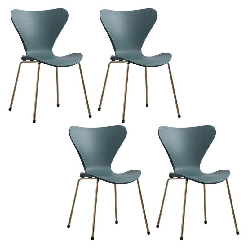 Contemporary Style Metal Chairs Kitchen Dining Solid Back Sides Chair Set