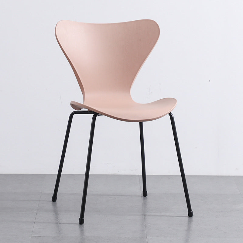 Contemporary Style Metal Chairs Kitchen Dining Solid Back Sides Chair Set