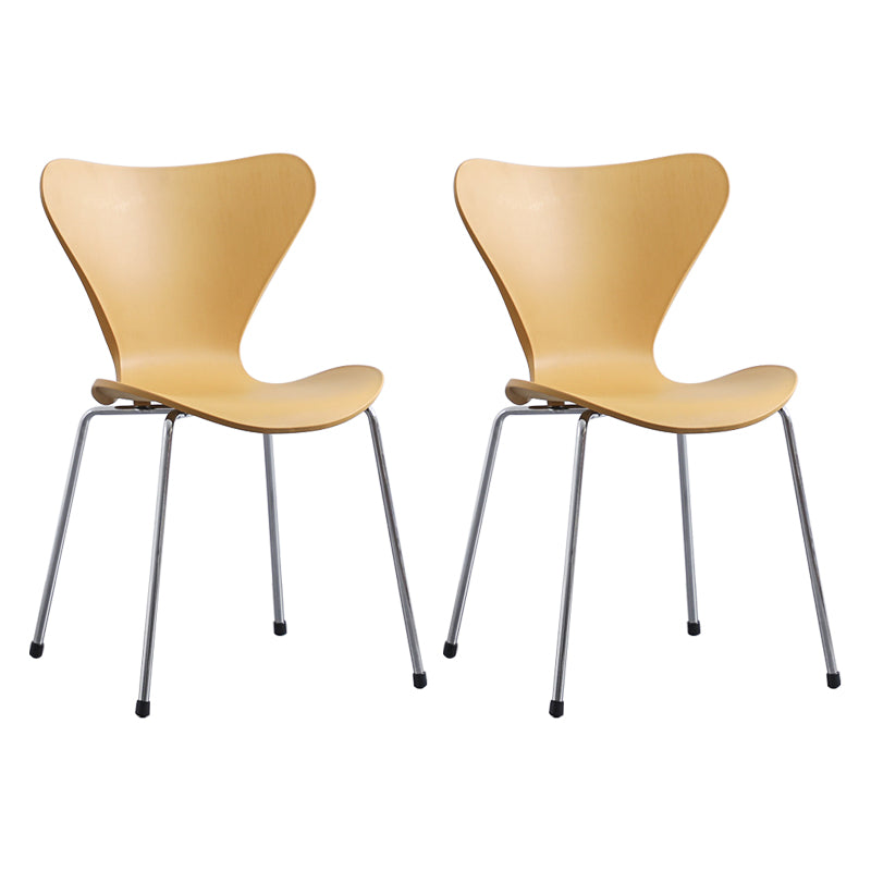 Contemporary Style Metal Chairs Kitchen Dining Solid Back Sides Chair Set