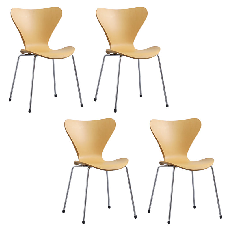 Contemporary Style Metal Chairs Kitchen Dining Solid Back Sides Chair Set