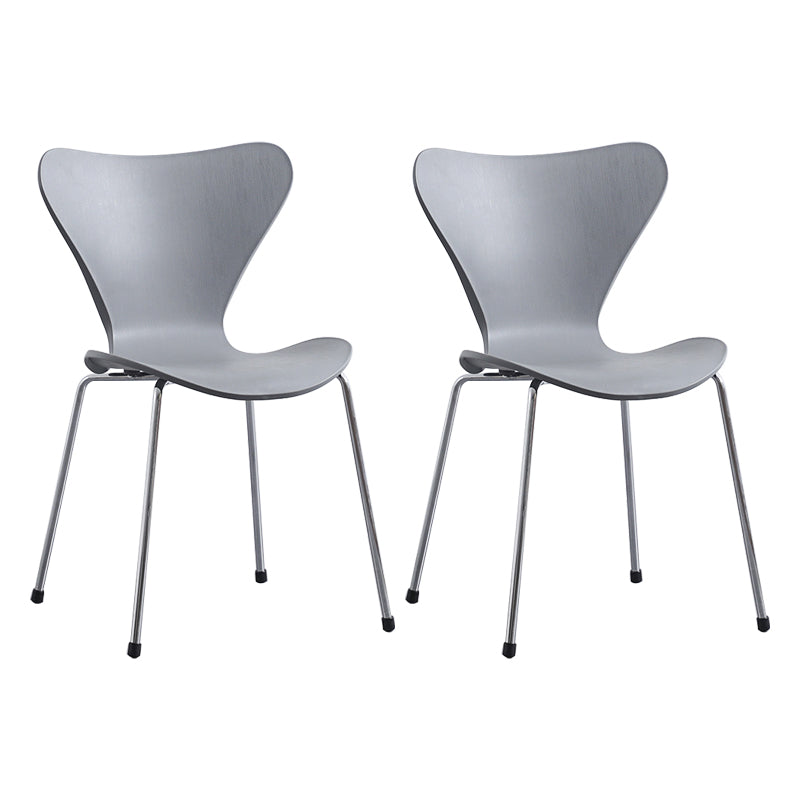 Contemporary Style Metal Chairs Kitchen Dining Solid Back Sides Chair Set