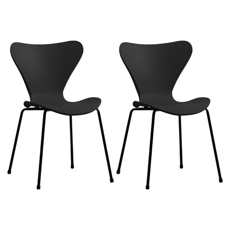 Contemporary Style Metal Chairs Kitchen Dining Solid Back Sides Chair Set