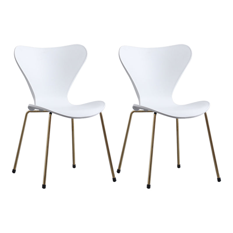 Contemporary Style Metal Chairs Kitchen Dining Solid Back Sides Chair Set