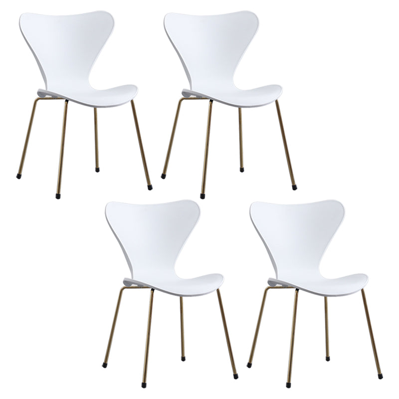 Contemporary Style Metal Chairs Kitchen Dining Solid Back Sides Chair Set