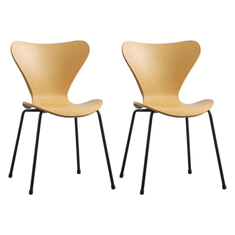 Contemporary Style Metal Chairs Kitchen Dining Solid Back Sides Chair Set