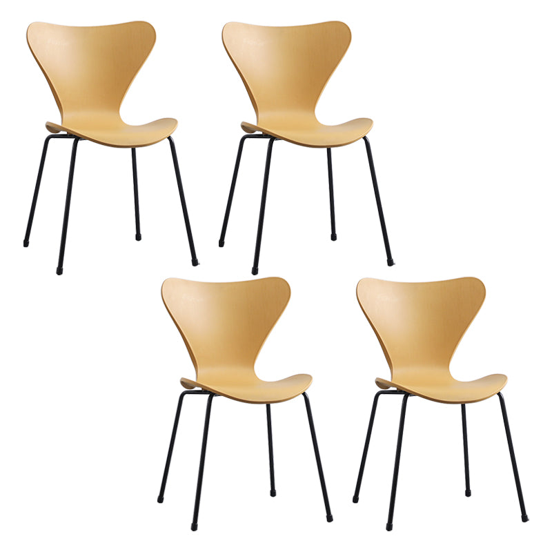 Contemporary Style Metal Chairs Kitchen Dining Solid Back Sides Chair Set