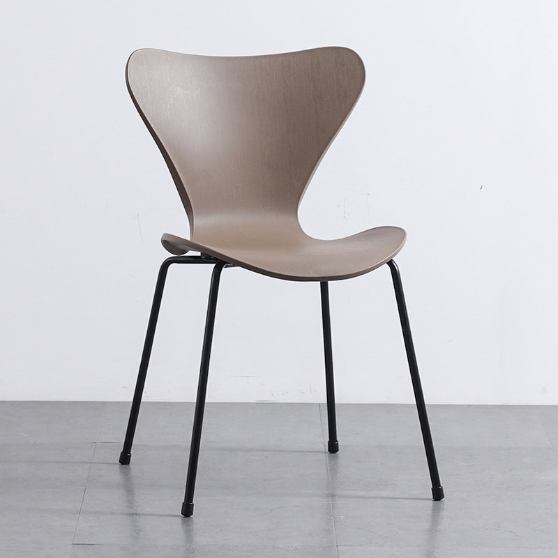Contemporary Style Metal Chairs Kitchen Dining Solid Back Sides Chair Set