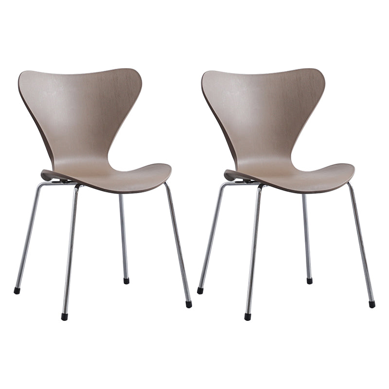 Contemporary Style Metal Chairs Kitchen Dining Solid Back Sides Chair Set