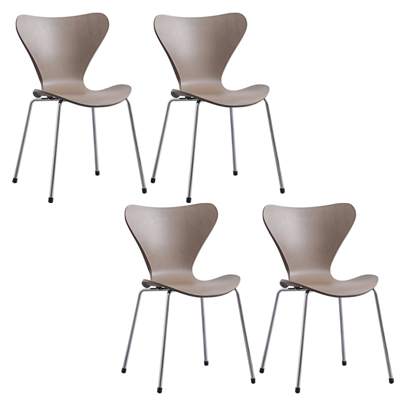 Contemporary Style Metal Chairs Kitchen Dining Solid Back Sides Chair Set