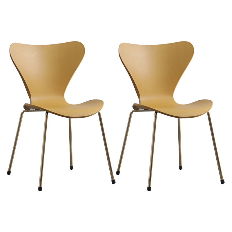 Contemporary Style Metal Chairs Kitchen Dining Solid Back Sides Chair Set