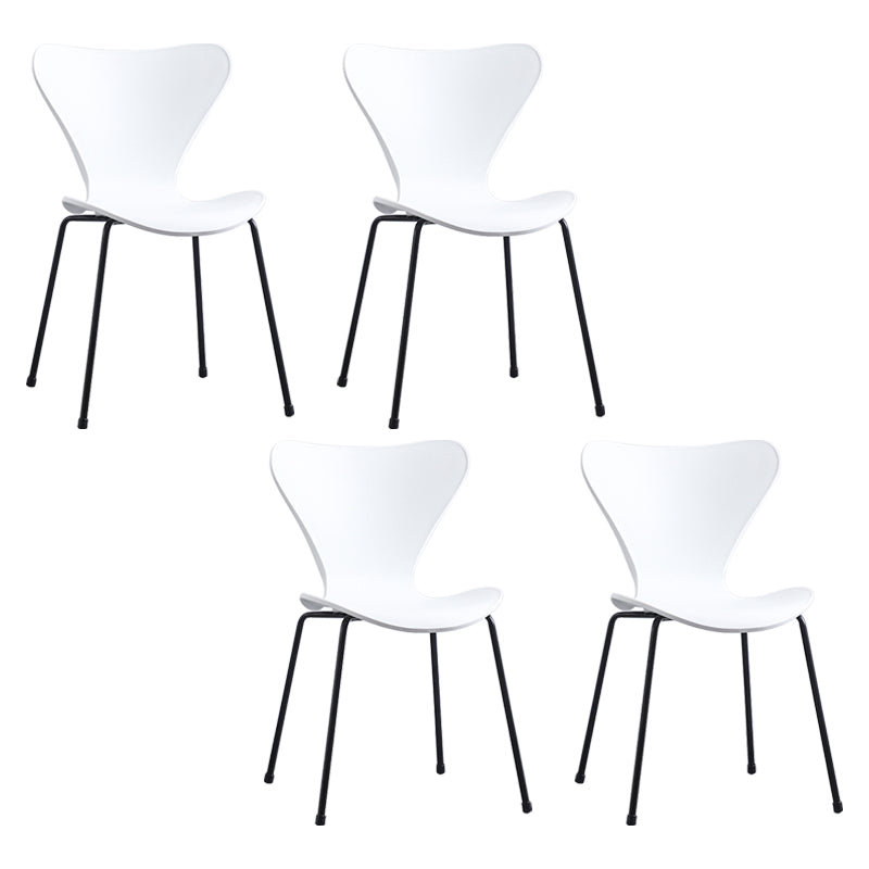 Contemporary Style Metal Chairs Kitchen Dining Solid Back Sides Chair Set
