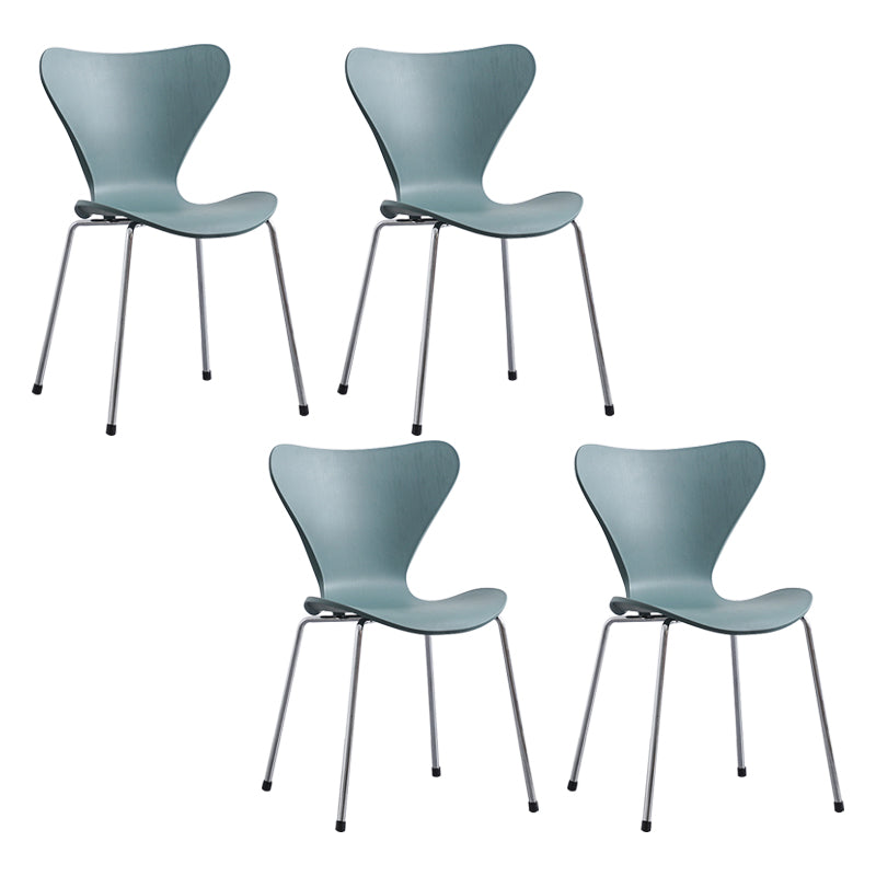 Contemporary Style Metal Chairs Kitchen Dining Solid Back Sides Chair Set