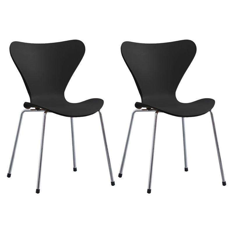 Contemporary Style Metal Chairs Kitchen Dining Solid Back Sides Chair Set