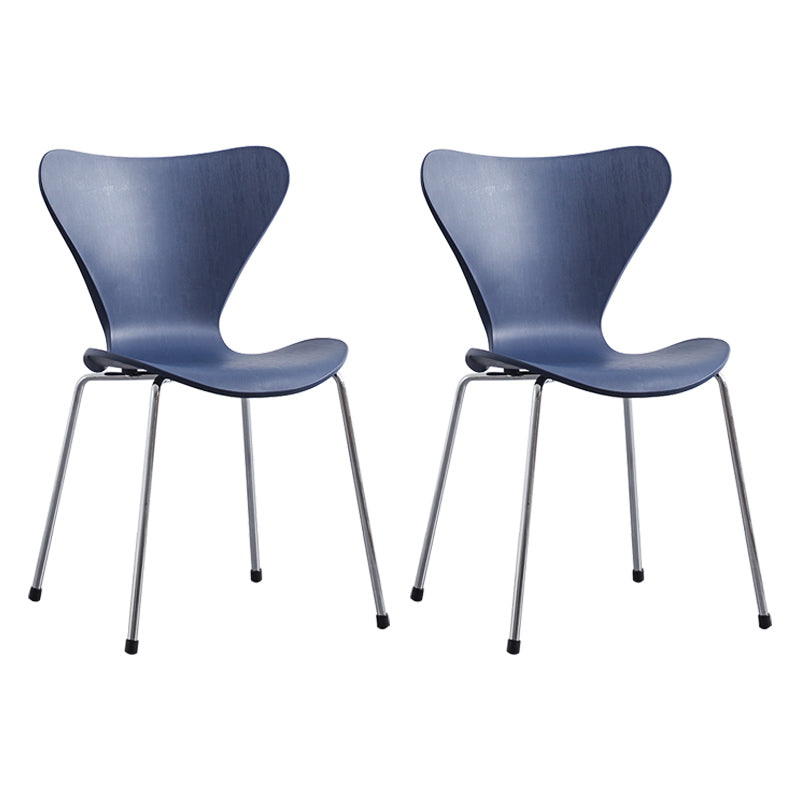 Contemporary Style Metal Chairs Kitchen Dining Solid Back Sides Chair Set