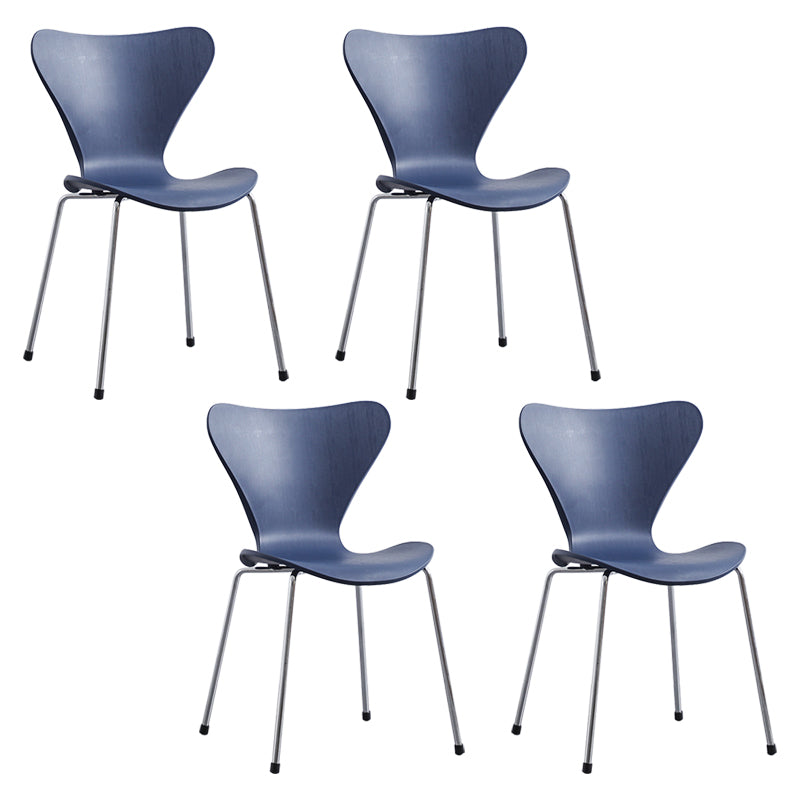 Contemporary Style Metal Chairs Kitchen Dining Solid Back Sides Chair Set