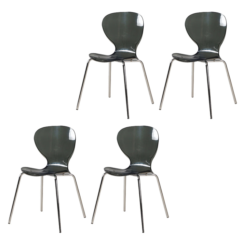 Contemporary Style Metal Chairs Set Solid Back Side Kitchen Dining Chair