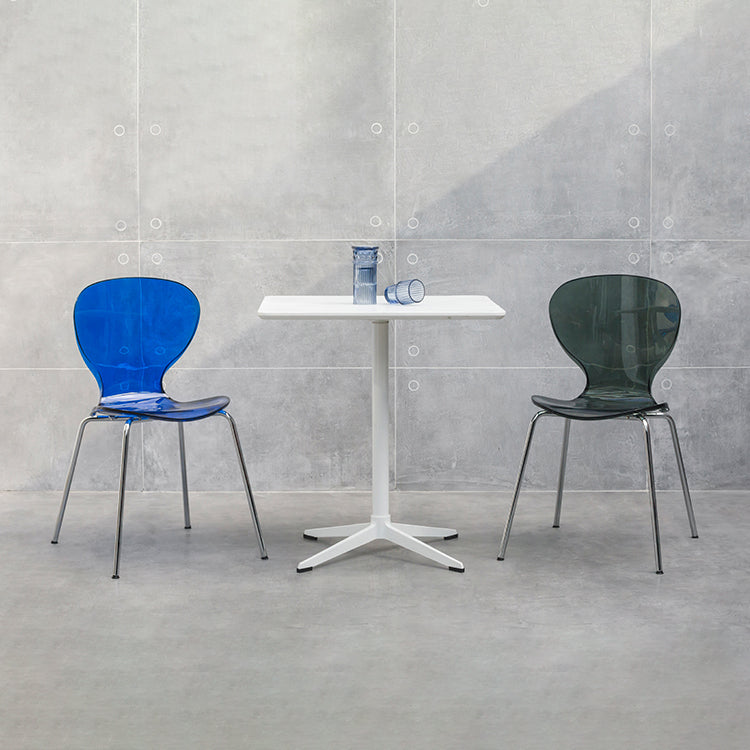 Contemporary Style Metal Chairs Set Solid Back Side Kitchen Dining Chair