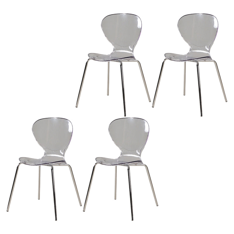 Contemporary Style Metal Chairs Set Solid Back Side Kitchen Dining Chair