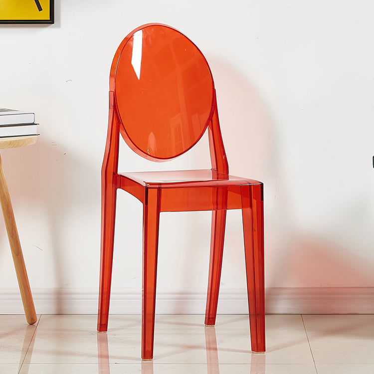 European Glam Style Plastic Chair Open Back Side Kitchen Dining Chairs