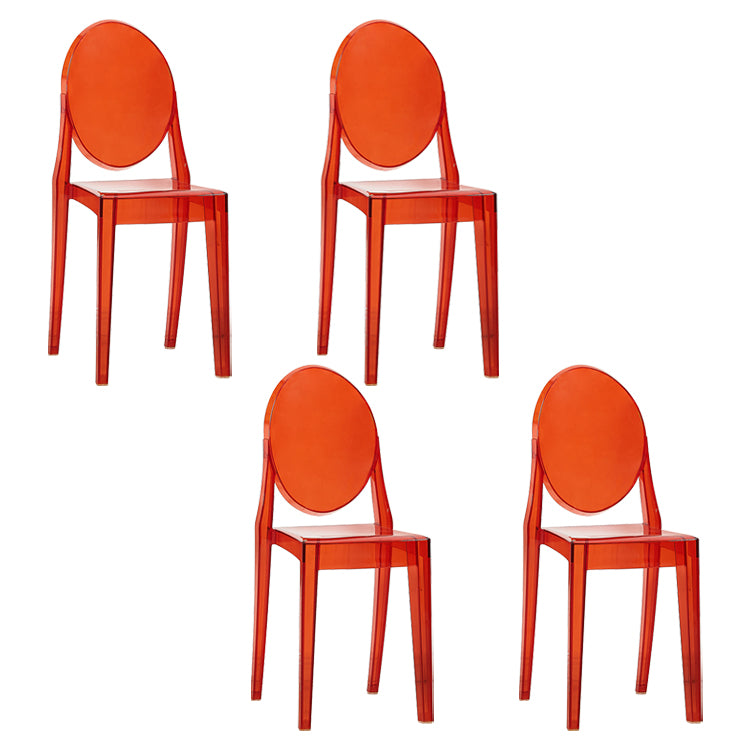 European Glam Style Plastic Chair Open Back Side Kitchen Dining Chairs