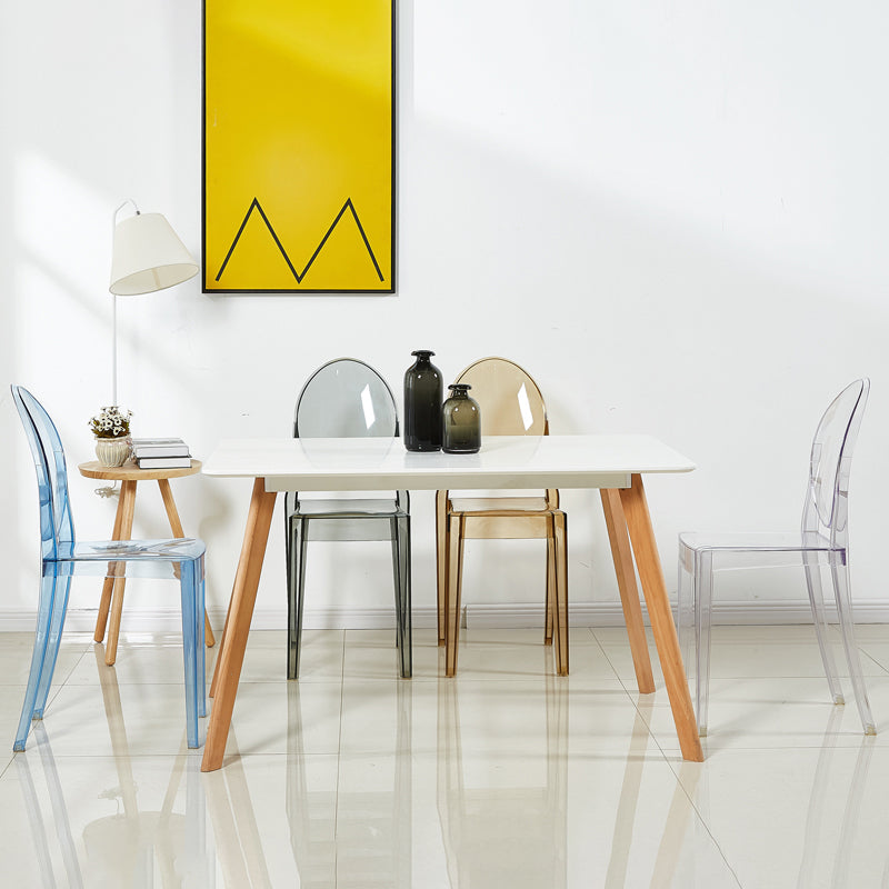 European Glam Style Plastic Chair Open Back Side Kitchen Dining Chairs