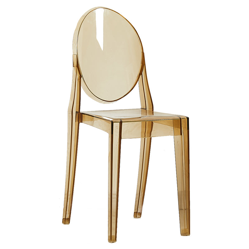 European Glam Style Plastic Chair Open Back Side Kitchen Dining Chairs