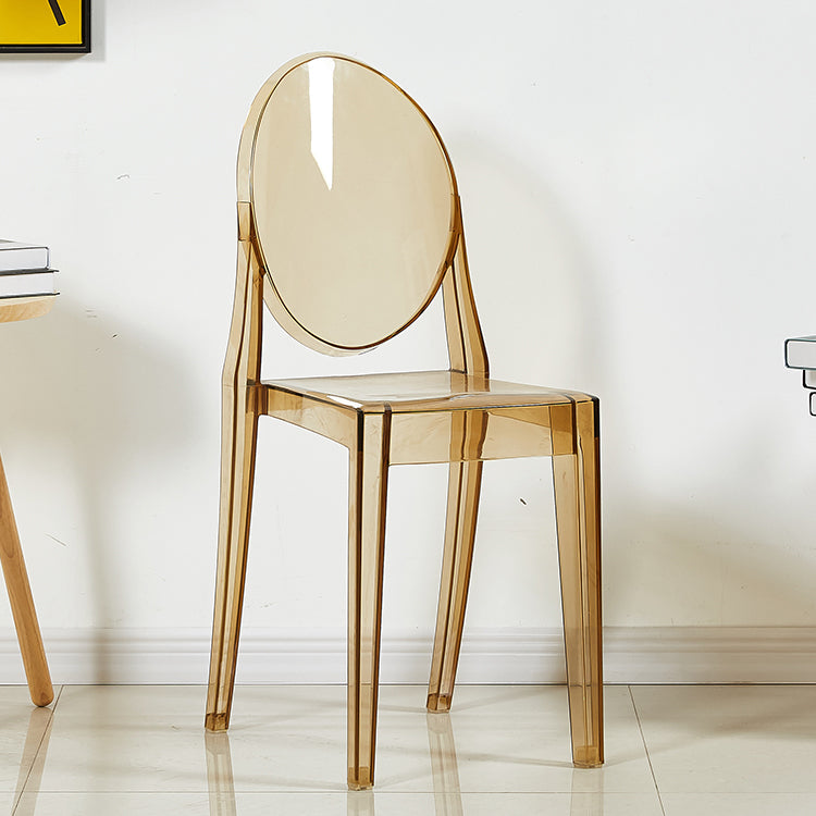 European Glam Style Plastic Chair Open Back Side Kitchen Dining Chairs
