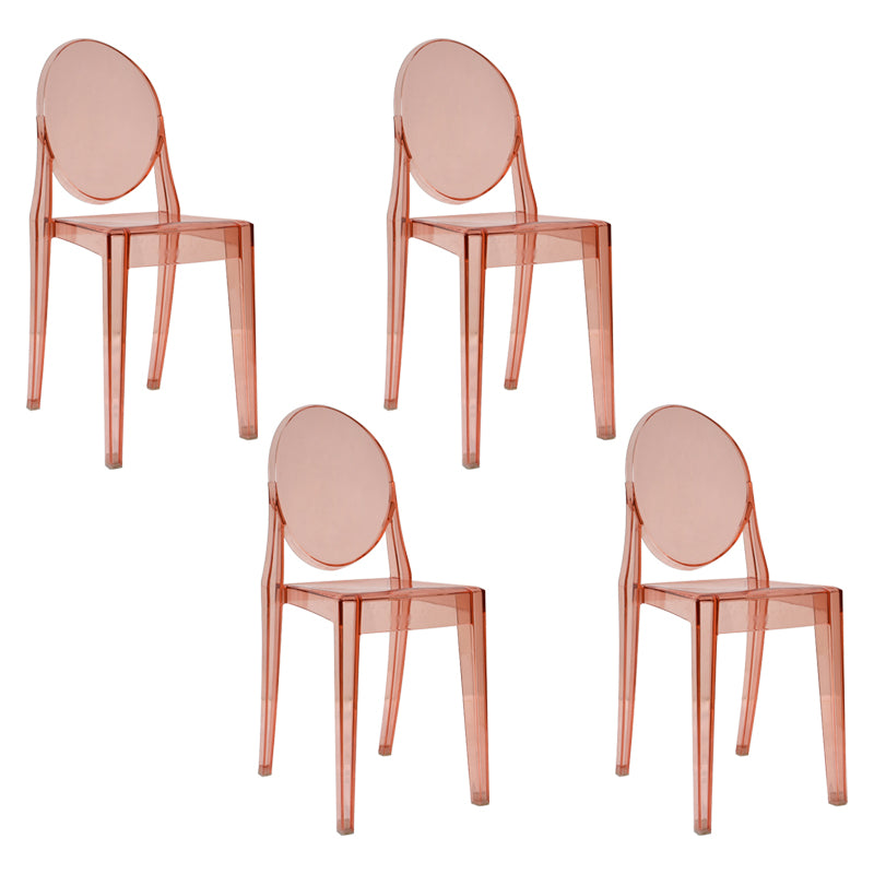 European Glam Style Plastic Chair Open Back Side Kitchen Dining Chairs