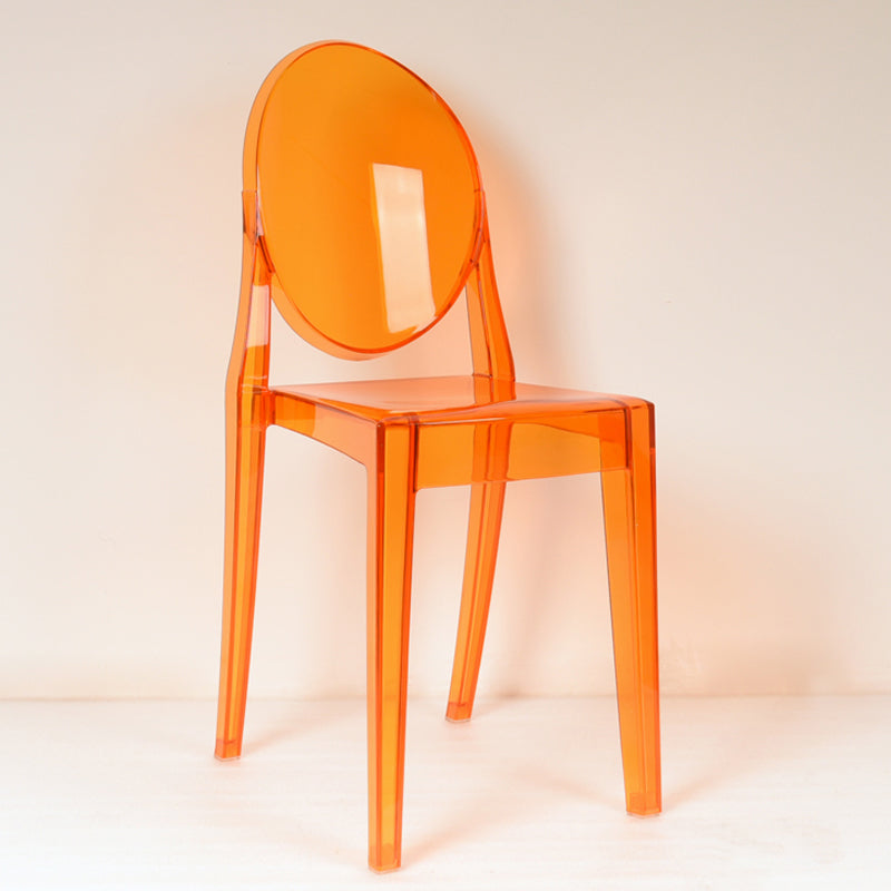 European Glam Style Plastic Chair Open Back Side Kitchen Dining Chairs