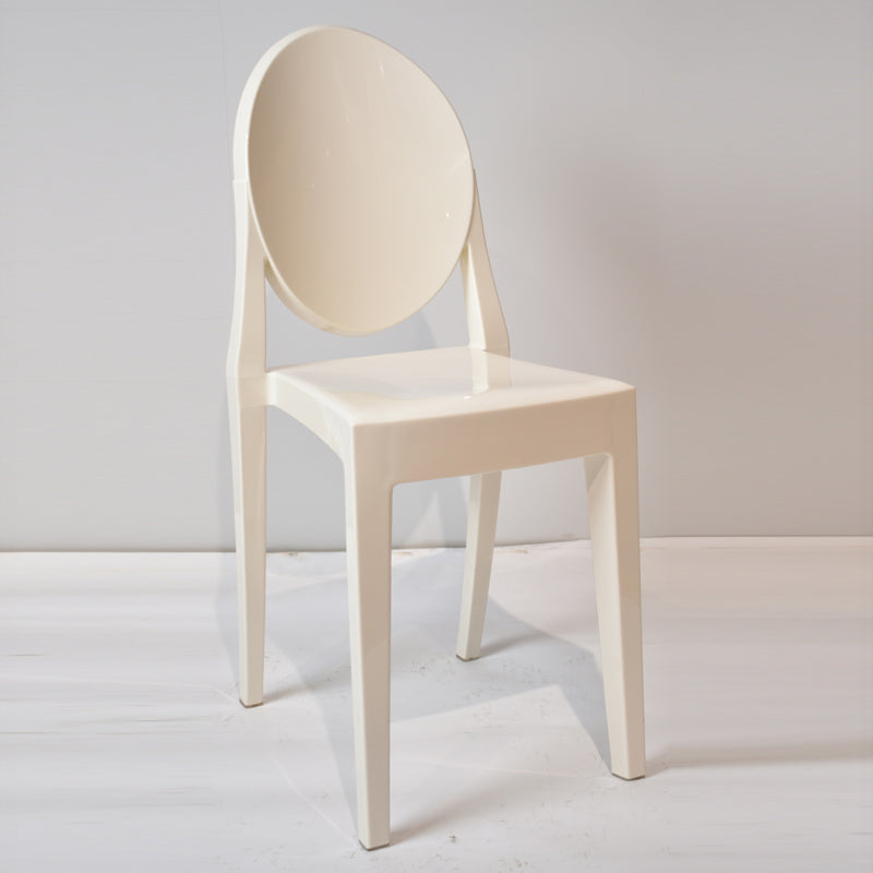 European Glam Style Plastic Chair Open Back Side Kitchen Dining Chairs