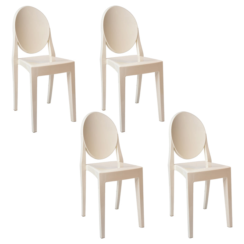 European Glam Style Plastic Chair Open Back Side Kitchen Dining Chairs