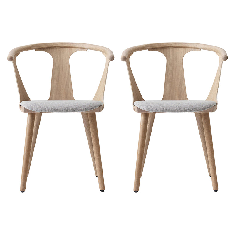 Scandinavian Style Upholstered Side Chair Slat Back Armless Dining Chair