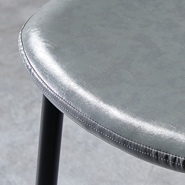 PU Leather Armless Dining Chairs Solid Back Dining Side Chair with Metal Legs
